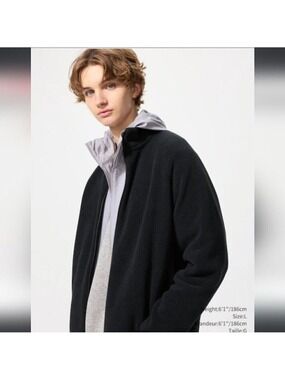 UNIQLO | Men's Black Fleece Jacket Teddy Sherpa Sz L